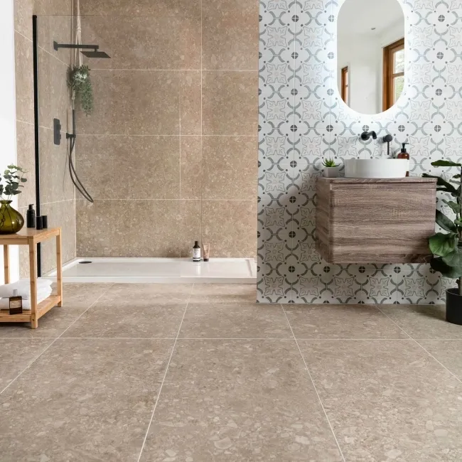 Signature Urbex Arena Grey Porcelain Matt Terrazzo Effect Tiles