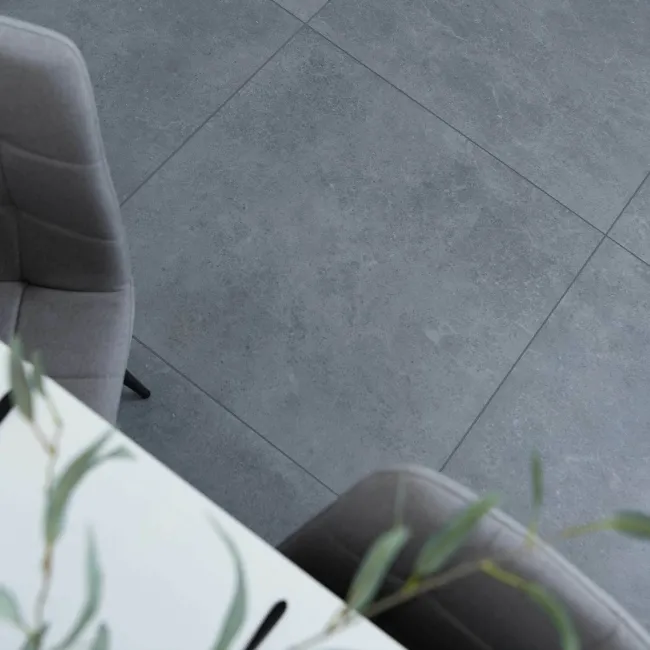 Gravity Dark Grey Matt Stone Effect 800x800 Floor Tiles