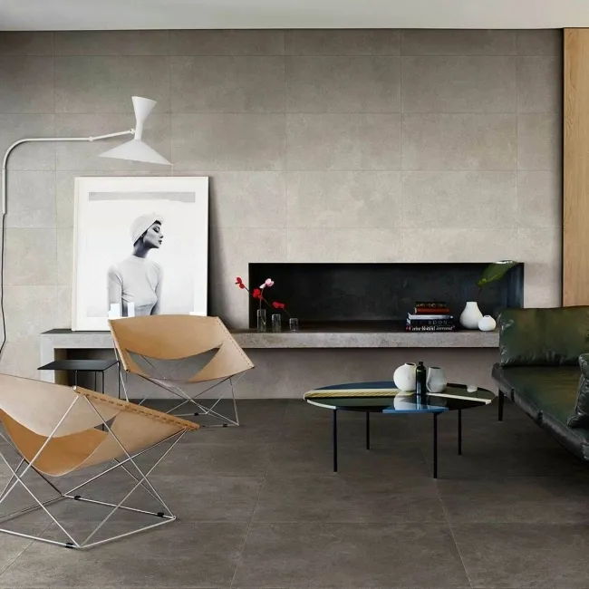 Gravity Dark Grey Matt Stone Effect 800x800 Floor Tiles