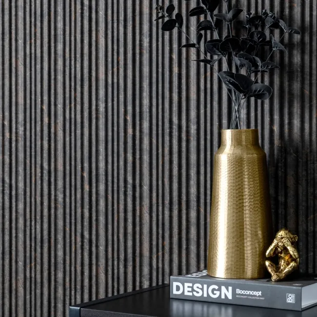 Trepanel Aqua 3D® Waterproof Dark Grey/Gold Marble Effect Grooved Wall Panel 3 Pack (Covers 0.87 SQM)