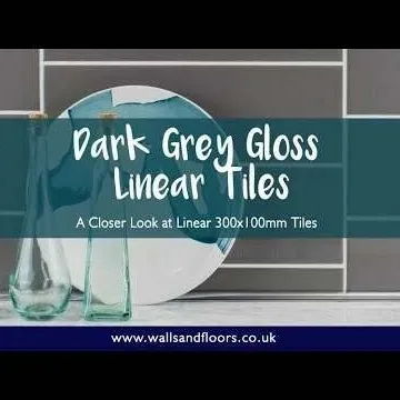 Linear Gloss Dark Grey Brick Tiles