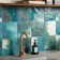 Raku Square Teal Gloss Patterned Wall Tiles
