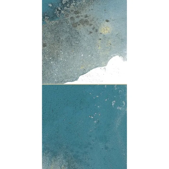 Raku Square Teal Gloss Patterned Wall Tiles