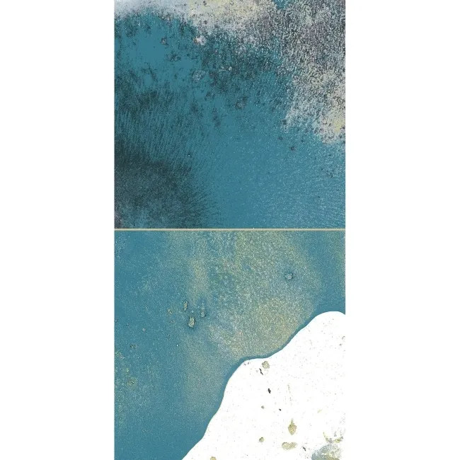 Raku Square Teal Gloss Patterned Wall Tiles