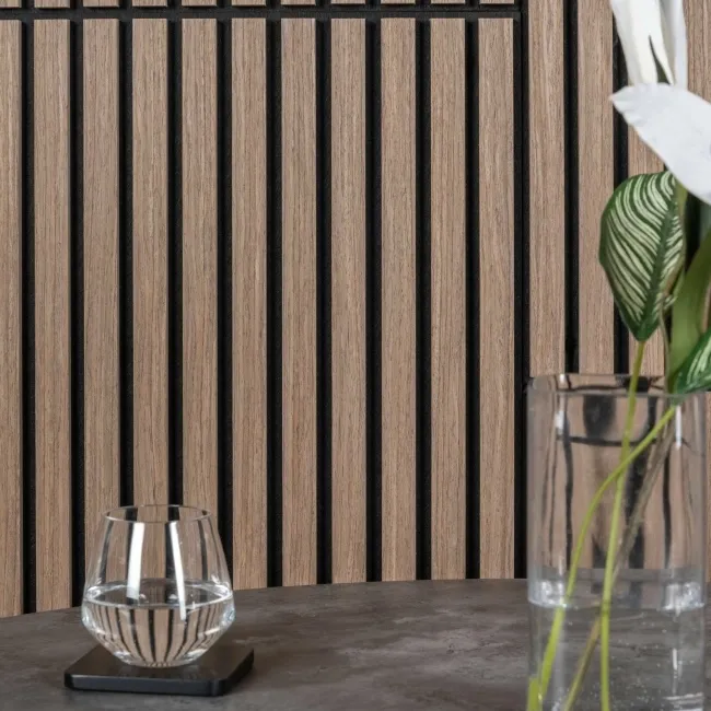 Trepanel® Smoked Oak Square Acoustic Wood Wall Panels