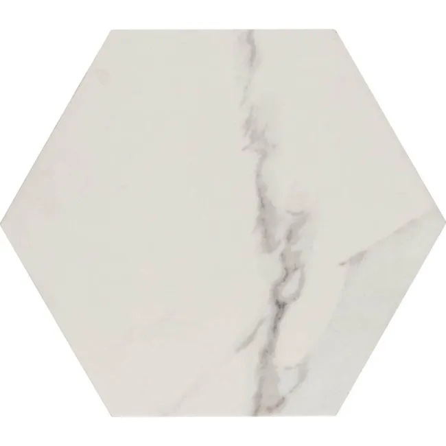 Voronoi White Marble Effect Hexagon Tiles