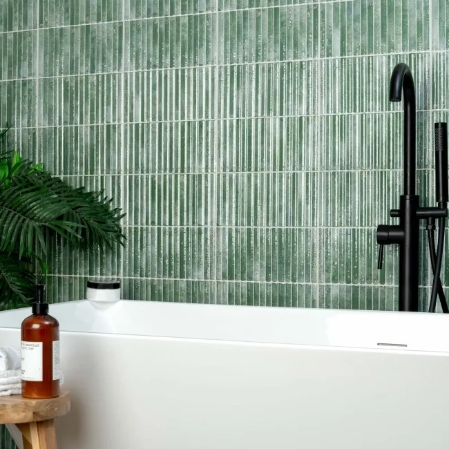 Meraki Turquoise Green Gloss Kitt-Kat Mosaic Effect Wall Tiles