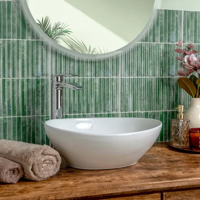 Meraki Turquoise Green Gloss Kitt-Kat Mosaic Effect Wall Tiles