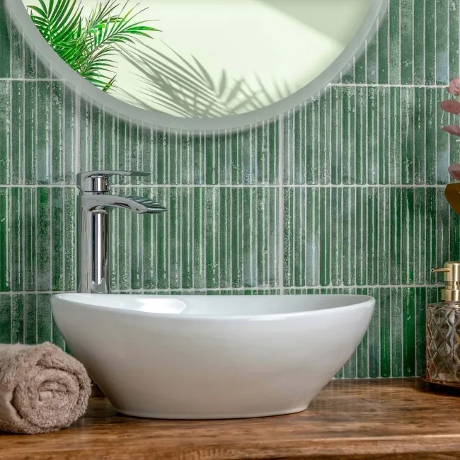 Meraki Turquoise Green Gloss Kitt-Kat Mosaic Effect Wall Tiles