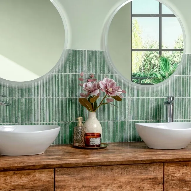 Meraki Turquoise Green Gloss Kitt-Kat Mosaic Effect Wall Tiles
