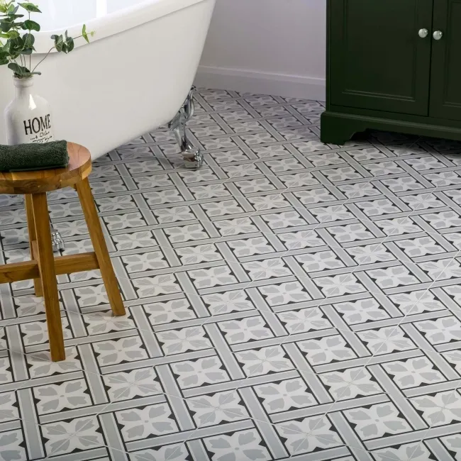 Mr Jones Grey Matt Patterned Ceramic Wall and Floor Tiles