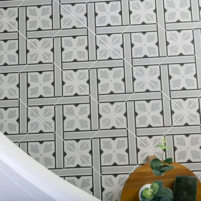 Mr Jones Grey Matt Patterned Ceramic Wall and Floor Tiles