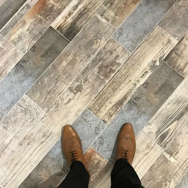 Rustic Blue Reclaimed Wood Effect Porcelain Floor Tiles