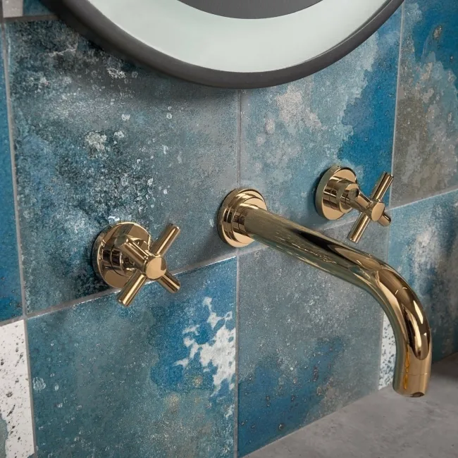 Raku Square Blue Gloss Patterned Wall Tiles