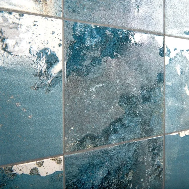 Raku Square Blue Gloss Patterned Wall Tiles