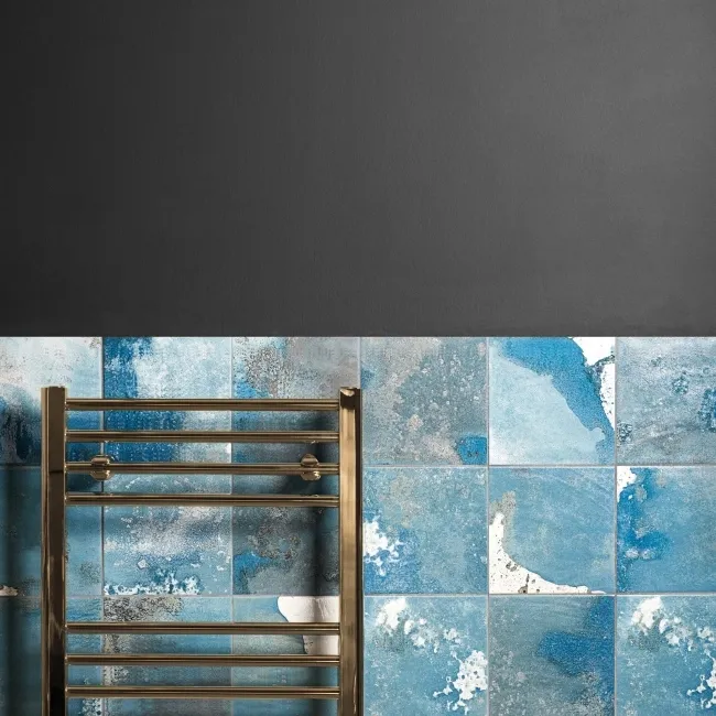 Raku Square Blue Gloss Patterned Wall Tiles