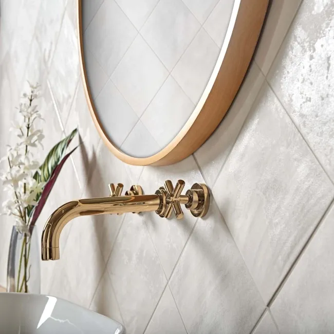 Raku Square White Ceramic Matt Patterned Wall Tiles