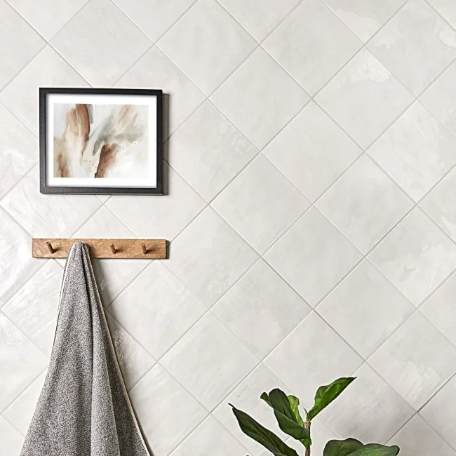 Raku Square White Ceramic Matt Patterned Wall Tiles