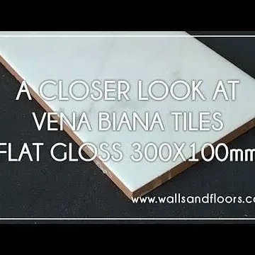 Vena Biana White Flat Gloss Marble Effect Metro 30x10 Wall Tiles