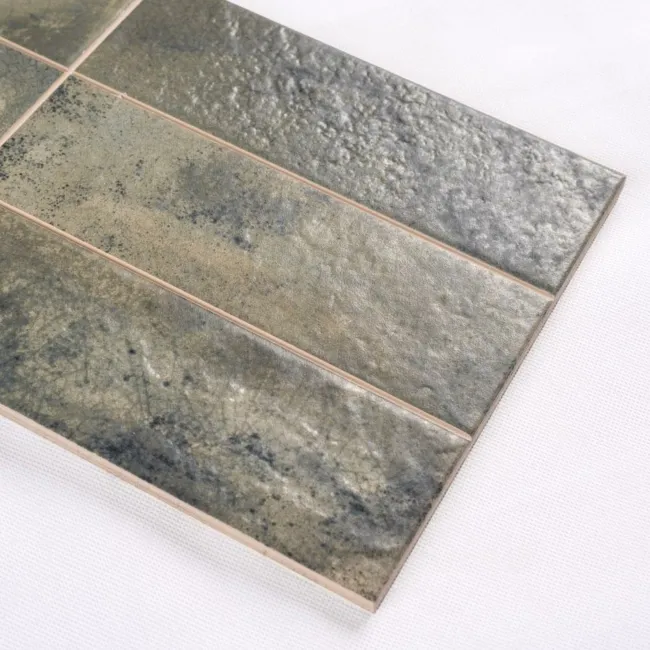 Raku Sage Green Ceramic Brick Effect Wall Tiles