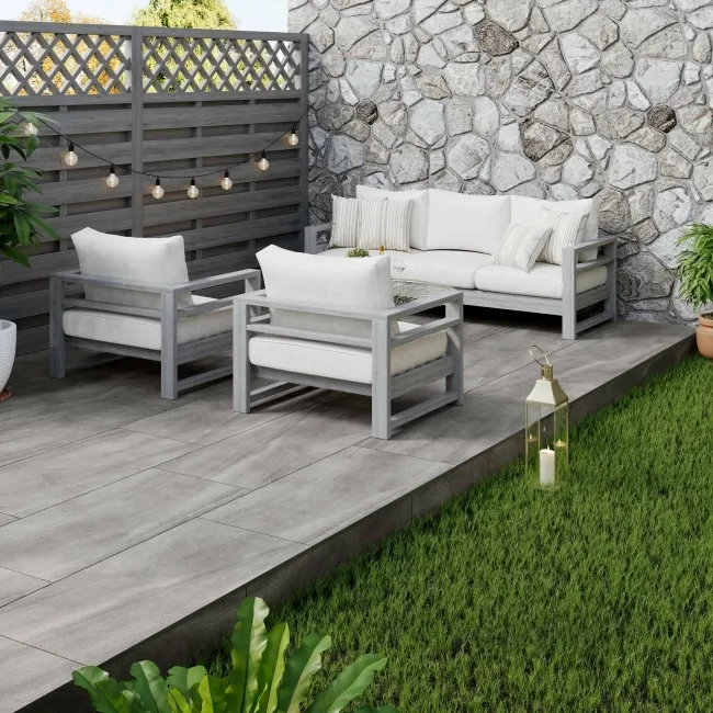 Serenity Grey Stone Effect 20mm Porcelain Paving Slabs 1200x600