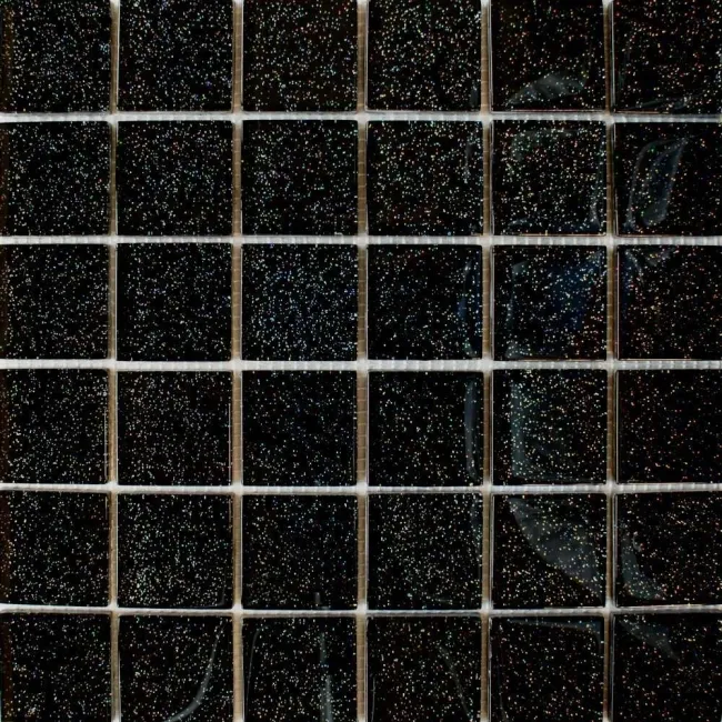 Solar Glass Black Sparkle Mosaic Tiles