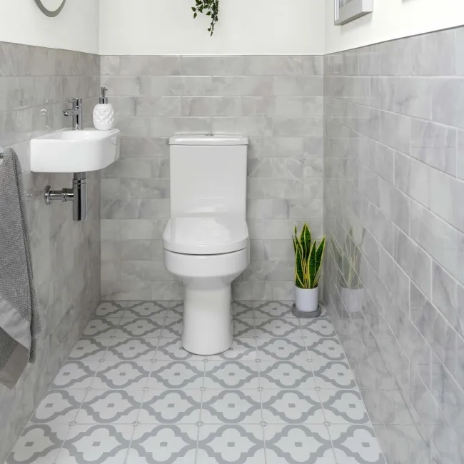 Arabesque Grey Matt Patterned Wall and Floor Tiles