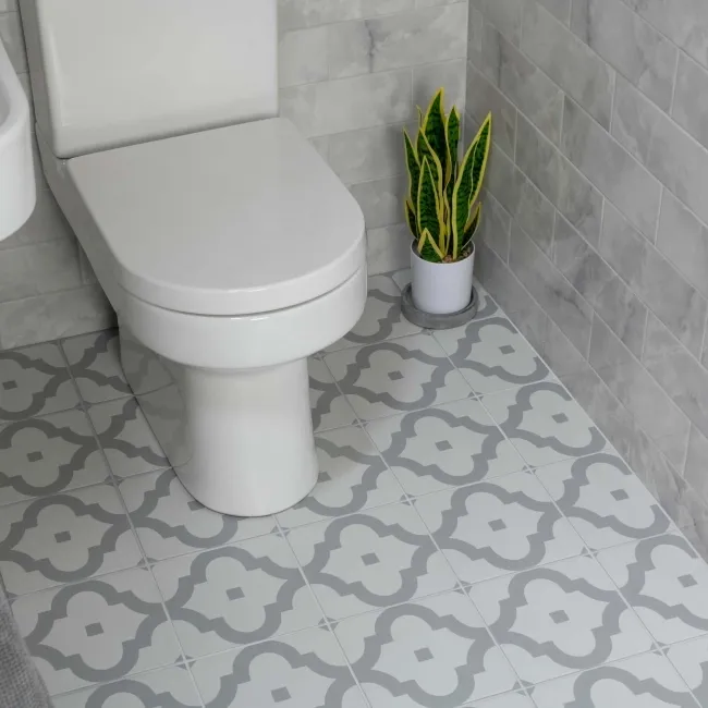 Arabesque Grey Matt Patterned Wall and Floor Tiles