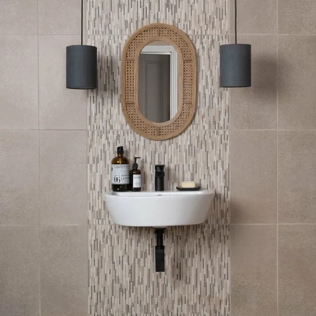 Brixton Brule Ceramic Limestone Effect Wall Tile – 50x25cm