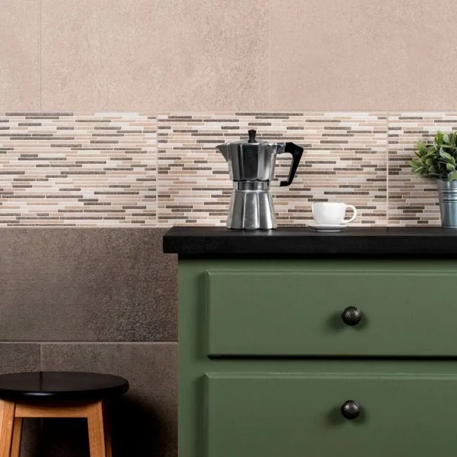 Brixton Brule Ceramic Limestone Effect Wall Tile – 50x25cm