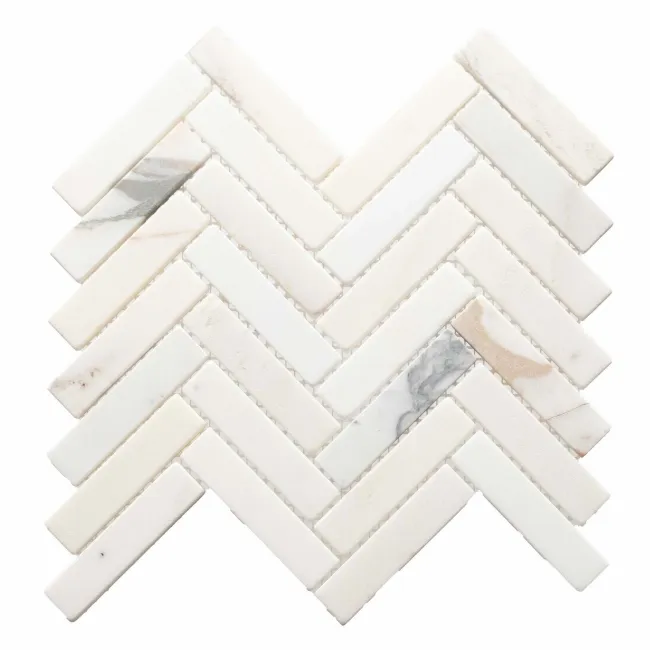 Carrara Gold Herringbone Marble Effect Mosaic Natural Tiles
