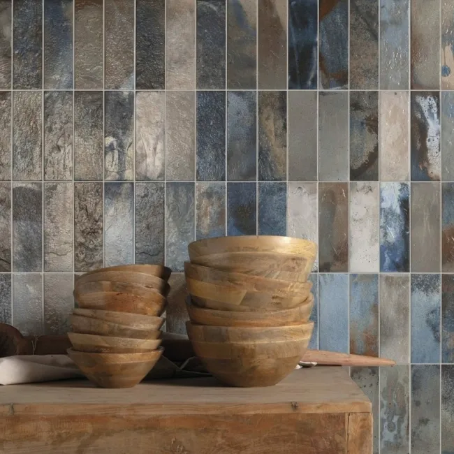 Raku Glazed Multi Coloured Ceramic Wall Tiles