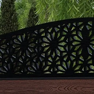 LuxeLine Composite Fence Panel Walnut 6ft High - Floral Decorative Screen with Aluminium Post