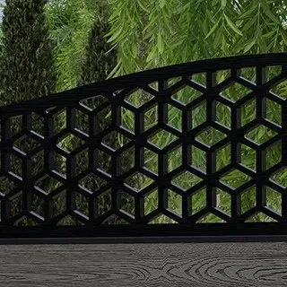 LuxeLine Composite Fence Panel Light Grey 3ft High - Geometric Decorative Screen with Aluminium Post