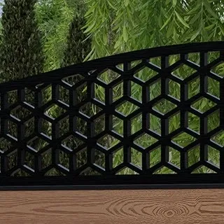 LuxeLine Composite Fence Panel Teak 3ft High - Geometric Decorative Screen with Aluminium Post