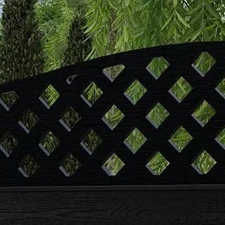 LuxeLine Composite Fence Panel Black 3ft High - Curve Top Lattice Decorative Screen with Aluminium Post