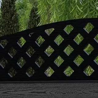 LuxeLine Composite Fence Panel Dark Grey 6ft High - Curve Top Lattice Decorative Screen with Buried Aluminium Post