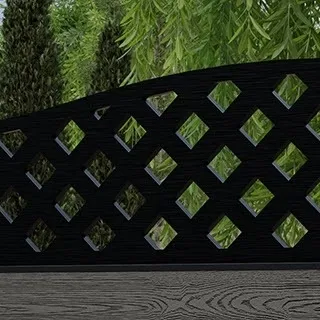 LuxeLine Composite Fence Panel Light Grey 6ft High - Curve Top Lattice Decorative Screen with Aluminium Post