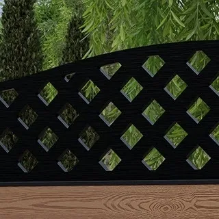 LuxeLine Composite Fence Panel Teak 3ft High - Curve Top Lattice Decorative Screen with Aluminium Post