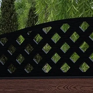 LuxeLine Composite Fence Panel Walnut 3ft High - Curve Top Lattice Decorative Screen with Aluminium Post