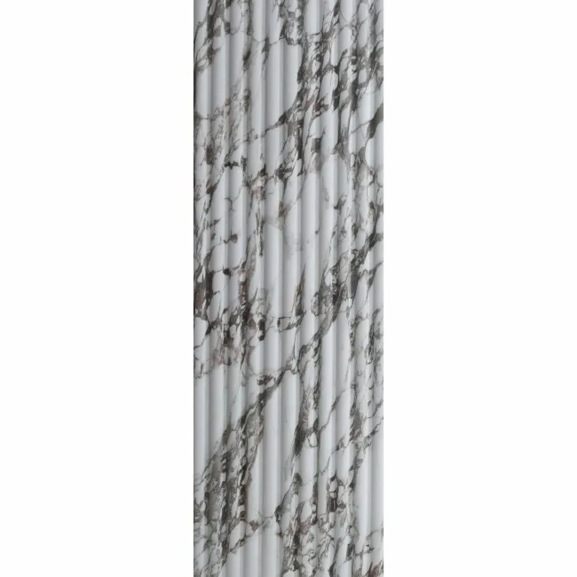 Indulgence White Calacatta Viola Marble Effect Fluted Decor Wall Tiles