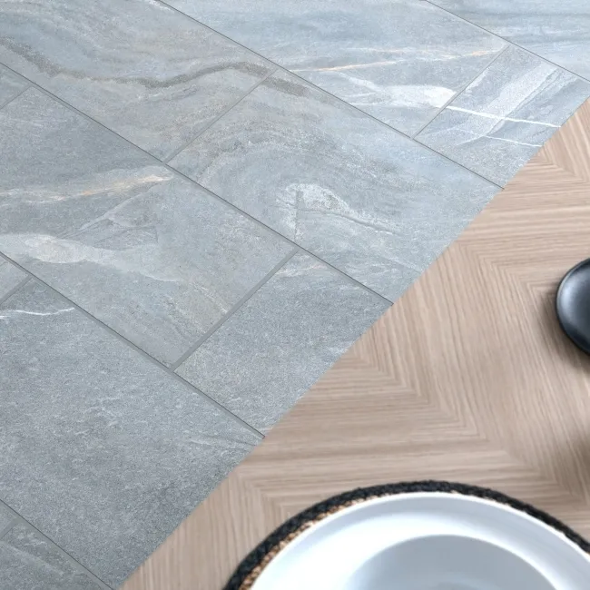 Devoke Grey Matt Stone Effect Wall and Floor Tiles 597x297
