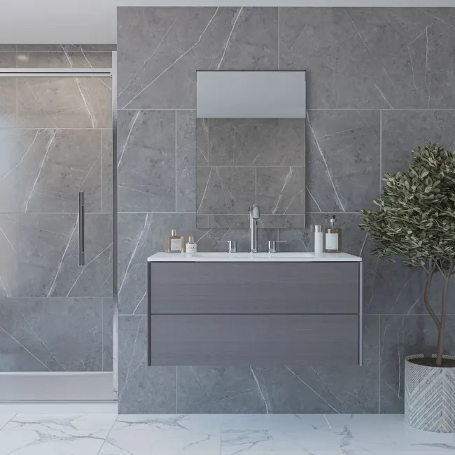 Trepanel Aqua Luxe® Grey Marble Effect Matt SPC Wall Panel 4 Pack (Covers 2.80 SQM)