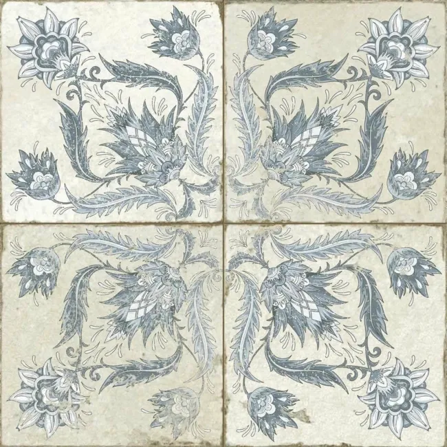 Helix Indigo Blue Matt Patterned Wall and Floor Tiles
