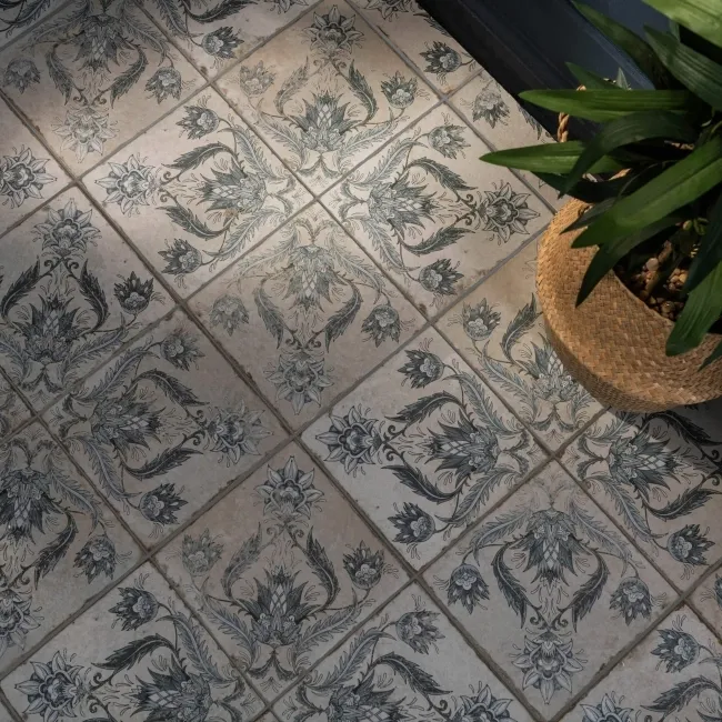 Helix Indigo Blue Matt Patterned Wall and Floor Tiles