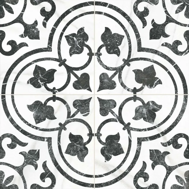 Ledbury Black and White Marble Effect Pattern Wall and Floor Tiles