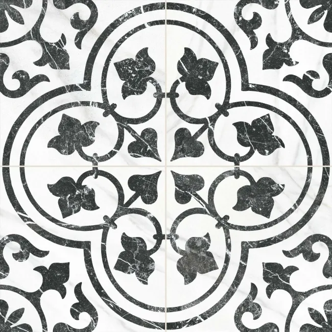 Ledbury Black and White Marble Effect Pattern Wall and Floor Tiles
