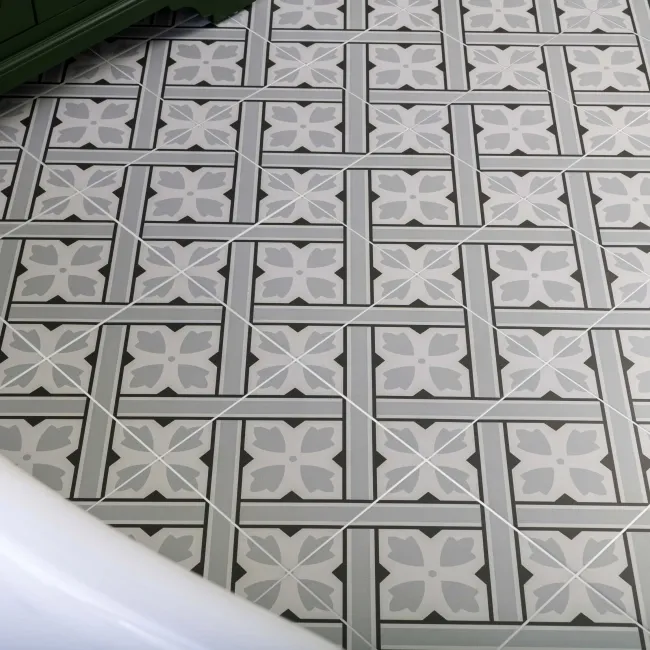 Mr Jones Grey Matt Patterned Ceramic Wall and Floor Tiles