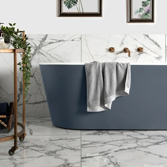 Olympia White Porcelain Marble Effect Polished Wall and Floor Tiles