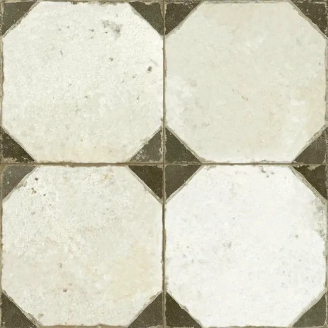 Octagon Effect Charcoal Grey Matt Vintage Pattern Wall and Floor Tiles